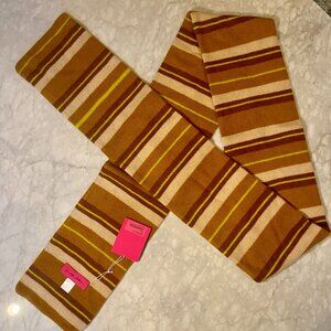 $755 The Elder Statesman Cashmere Shadow Stripe Scarf Brown Khaki NEW W/ TAGS